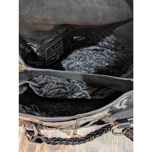 Francesco Biasia Patent Leather Top Shoulder Black Bag w/ Dustbag - Picture 7 of 15